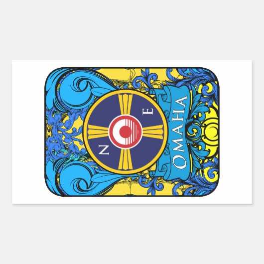 OMAHA NEBRASKA LOGO RECHTHOEKIGE STICKER (Voorkant)