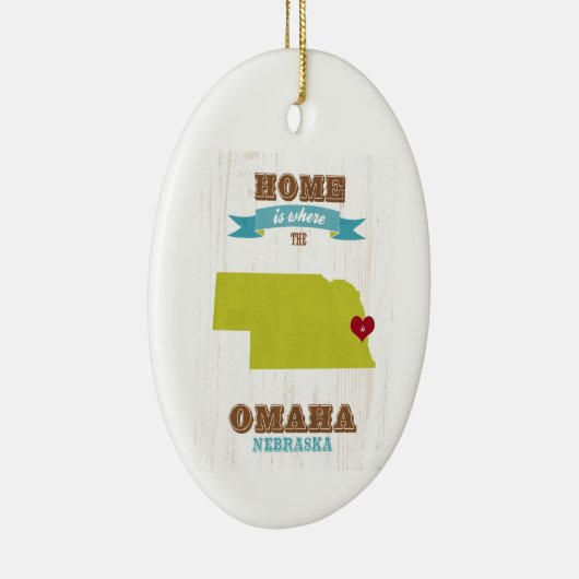 Omaha, Nebraska Map - Thuis is waar het hart ligt Keramisch Ornament (Rechts)
