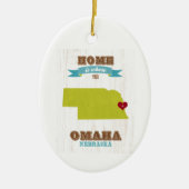 Omaha, Nebraska Map - Thuis is waar het hart ligt Keramisch Ornament (Voorkant)