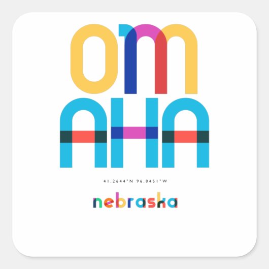 Omaha Nebraska Mid Century, Pop Art Vierkante Sticker (Voorkant)
