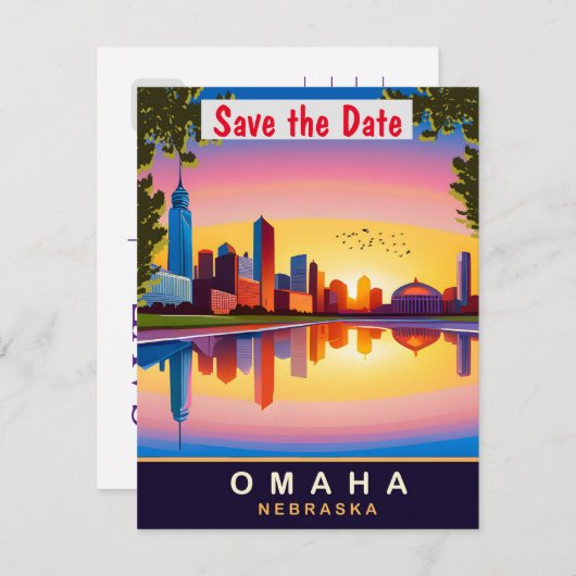 Omaha, Nebraska, Reizen Briefkaart, Save The Date (Voorkant / Achterkant)