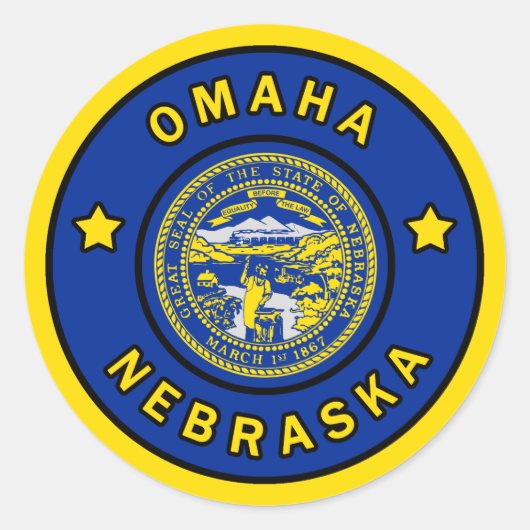Omaha Nebraska Ronde Sticker (Voorkant)
