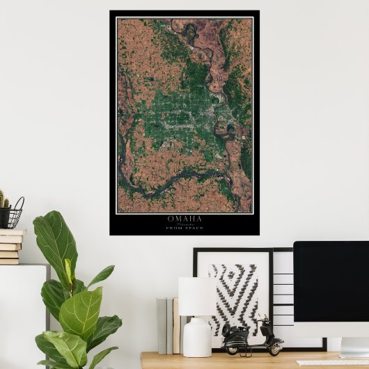 Omaha Nebraska Satellite Poster Map (Thuiskantoor)