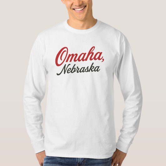 Omaha Nebraska Script Design | Klassieke Midwest S T-shirt (Voorkant)