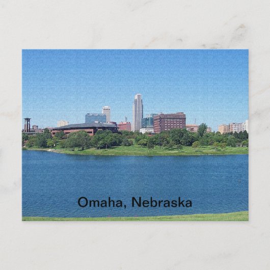 Omaha, Nebraska Silhouet op Canvas Briefkaart (Voorkant)
