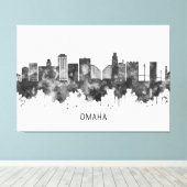 Omaha Nebraska Skyline BW Canvas Afdruk (Insitu (Houten vloer))