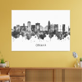 Omaha Nebraska Skyline BW Canvas Afdruk (Insitu (Woonkamer))