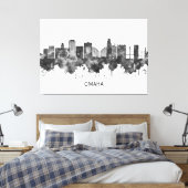 Omaha Nebraska Skyline BW Canvas Afdruk (Insitu (Slaapkamer))