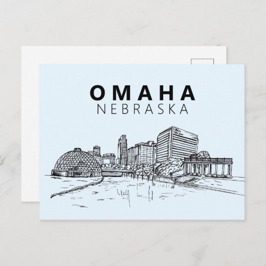 Omaha Nebraska Skyline Downtown Modern Briefkaart (Voorkant / Achterkant)