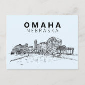 Omaha Nebraska Skyline Downtown Modern Briefkaart (Voorkant)