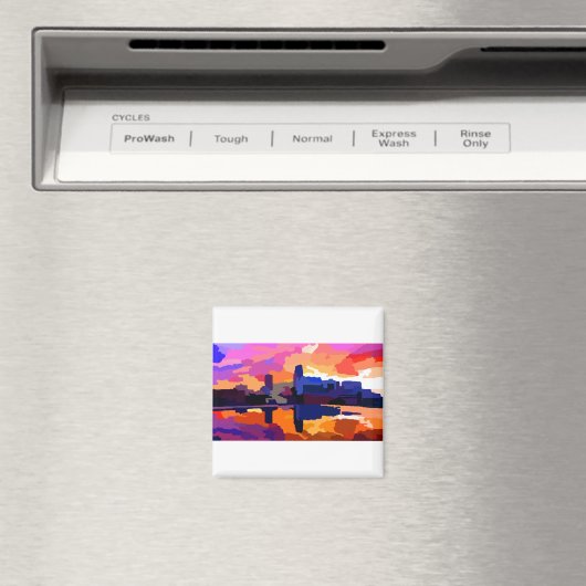 Omaha Nebraska Skyline Golden Sunset Magneet (Insitu (Vaatwasser))