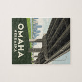 Omaha Nebraska skyline onder een groot viaduct Legpuzzel (Horizontaal)