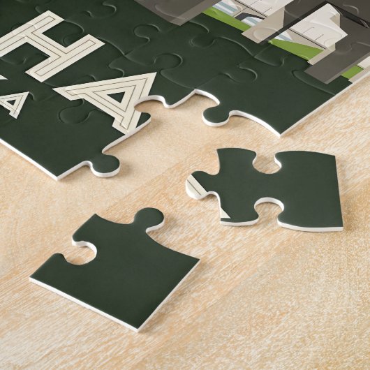 Omaha Nebraska skyline onder een groot viaduct Legpuzzel (Zijkant)