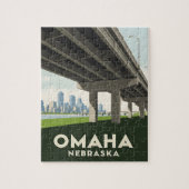 Omaha Nebraska skyline onder een groot viaduct Legpuzzel (Verticaal)