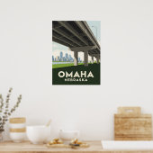 Omaha Nebraska skyline onder een groot viaduct Poster (Keuken)