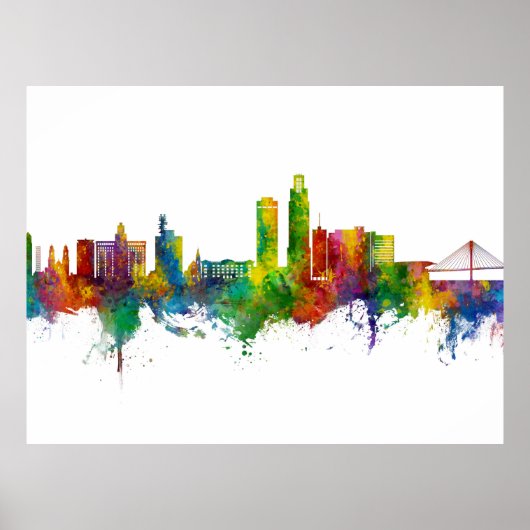 Omaha Nebraska Skyline Poster (Voorkant)