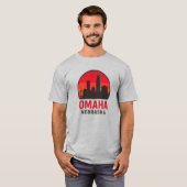Omaha Nebraska Skyline Sunset | retro-silhouet T-shirt (Voorkant volledig)