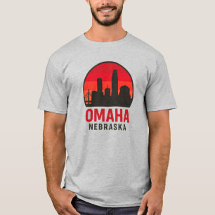 Omaha Nebraska Skyline Sunset retro-silhouet T-shirt