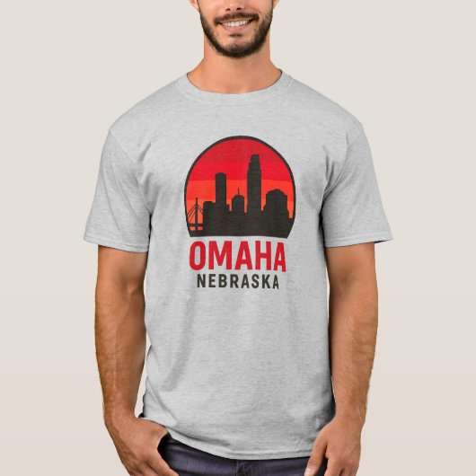Omaha Nebraska Skyline Sunset | retro-silhouet T-shirt (Voorkant)