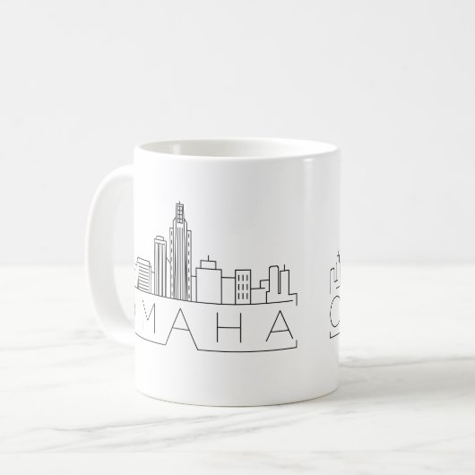 Omaha, Nebraska | Stad gestileerde Skyline Koffiemok (Voorkant links)