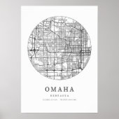 Omaha Nebraska Street Layout Kaart Poster (Voorkant)