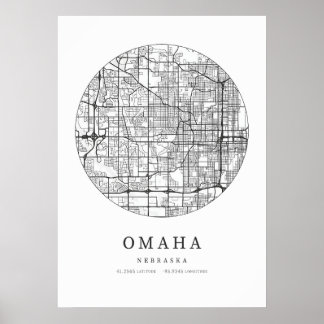 Omaha Nebraska Street Layout Kaart Poster