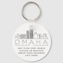 Omaha, Nebraska Stylized Skyline | Aangepaste slog Sleutelhanger