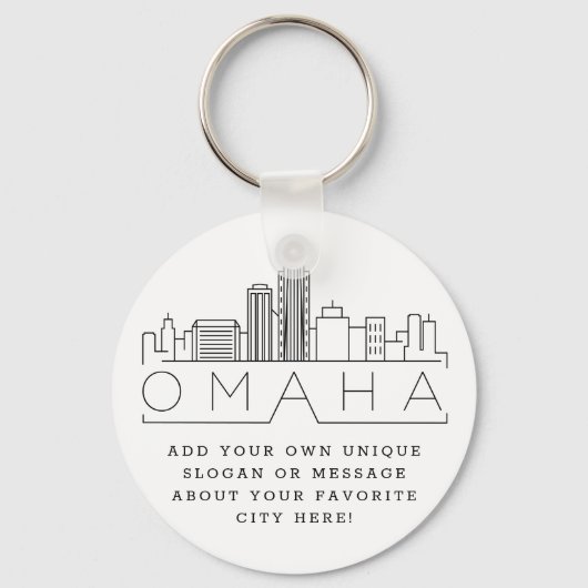 Omaha, Nebraska Stylized Skyline | Aangepaste slog Sleutelhanger (Voorkant)