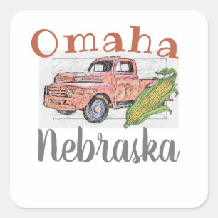 Omaha Nebraska  Truck en Corn Vierkante Sticker