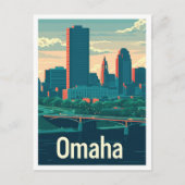 Omaha Nebraska USA Art Vintage Travel Illustratie Briefkaart (Voorkant)