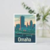 Omaha Nebraska USA Art Vintage Travel Illustratie Briefkaart (Staand voorkant)