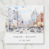 Omaha Nebraska Watercolor Landscape Wedding Bedankjes Labels (Voorkant)