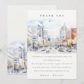 Omaha Nebraska Watercolor Landscape Wedding Bedankkaart (Voorkant / Achterkant)