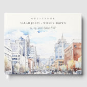 Omaha Nebraska Watercolor Landscape Wedding Gastenboek (Voorkant)