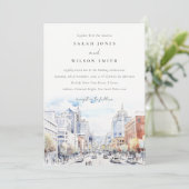 Omaha Nebraska Watercolor Landscape Wedding Kaart (Staand voorkant)