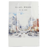 Omaha Nebraska Watercolor Landscape Wedding Medium Cadeauzakje (Achterkant)