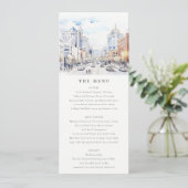Omaha Nebraska Watercolor Landscape Wedding  Menu Kaart (Staand voorkant)