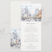 Omaha Nebraska Watercolor Landscape Wedding  Menu Kaart (Voorkant / Achterkant)