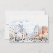 Omaha Nebraska Watercolor Landscape Wedding RSVP Kaartje (Achterkant)