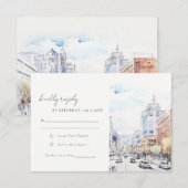 Omaha Nebraska Watercolor Landscape Wedding RSVP Kaartje (Voorkant / Achterkant)