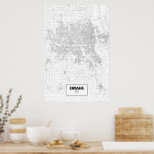 Omaha, Nebraska (zwart op wit) Poster (Keuken)
