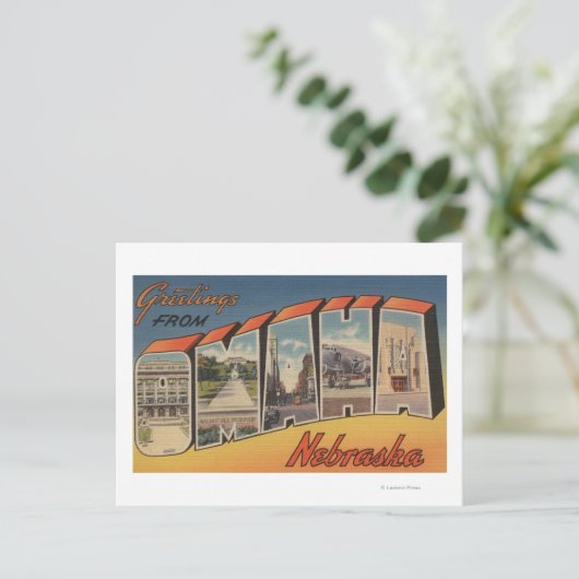 Omaha, NebraskaLarge Letter ScenesOmaha, NE Briefkaart (Staand voorkant)