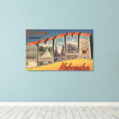Omaha, NebraskaLarge Letter ScenesOmaha, NE Canvas Afdruk (Insitu (Houten vloer))
