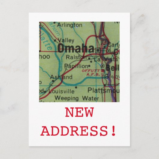 Omaha New Address Notice Aankondigingskaart (Voorkant)