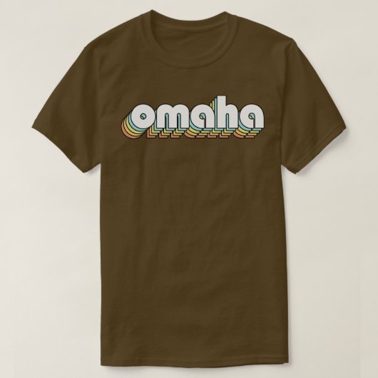 Omaha Retro Rainbow Typography Vervaagde stijl T-shirt (Design voorkant)