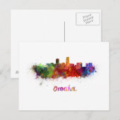 Omaha skyline in watercolor briefkaart (Voorkant / Achterkant)