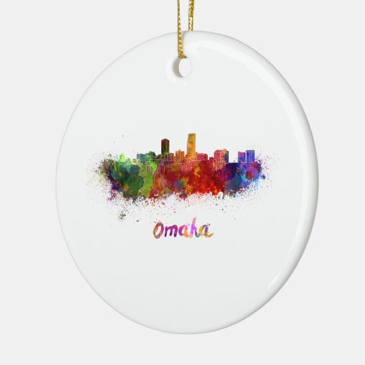Omaha skyline in waterverf keramisch ornament (Links)
