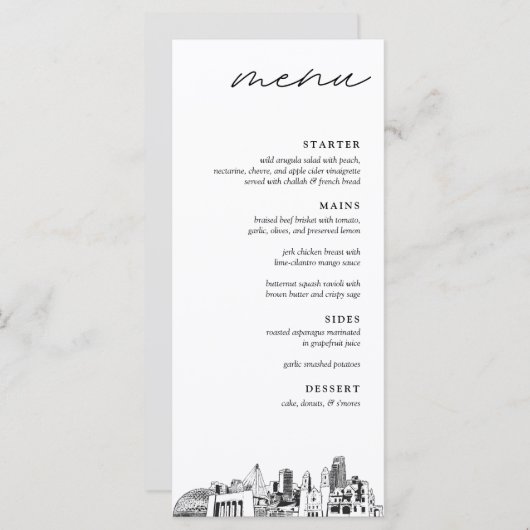 Omaha Skyline Modern huwelijksdiner Menu (Voorkant / Achterkant)