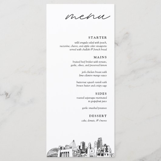 Omaha Skyline Modern huwelijksdiner Menu (Voorkant)