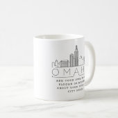 Omaha Stylized Skyline | Aangepaste Slogan Coffee- Koffiemok (Voorkant rechts)